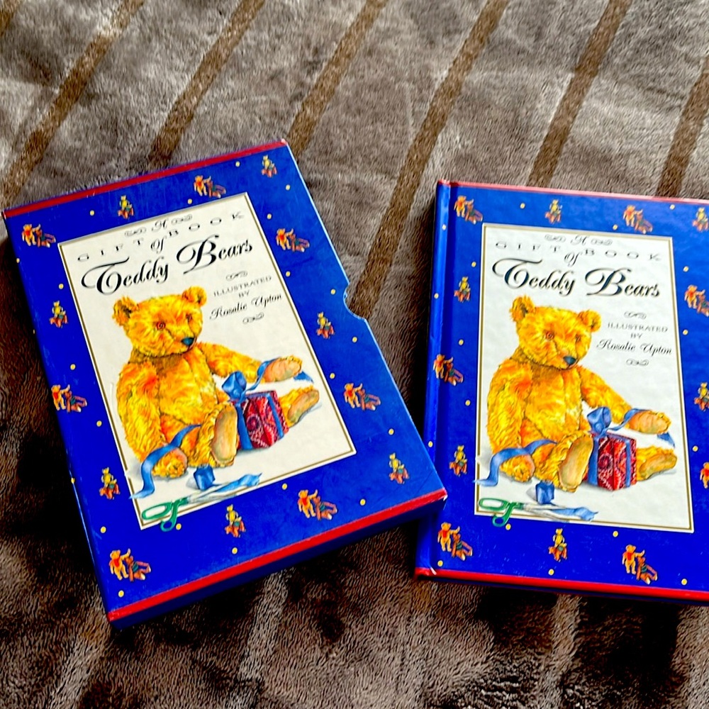 A gift book  of teddy bears has a book cover multiple mini stories about bears